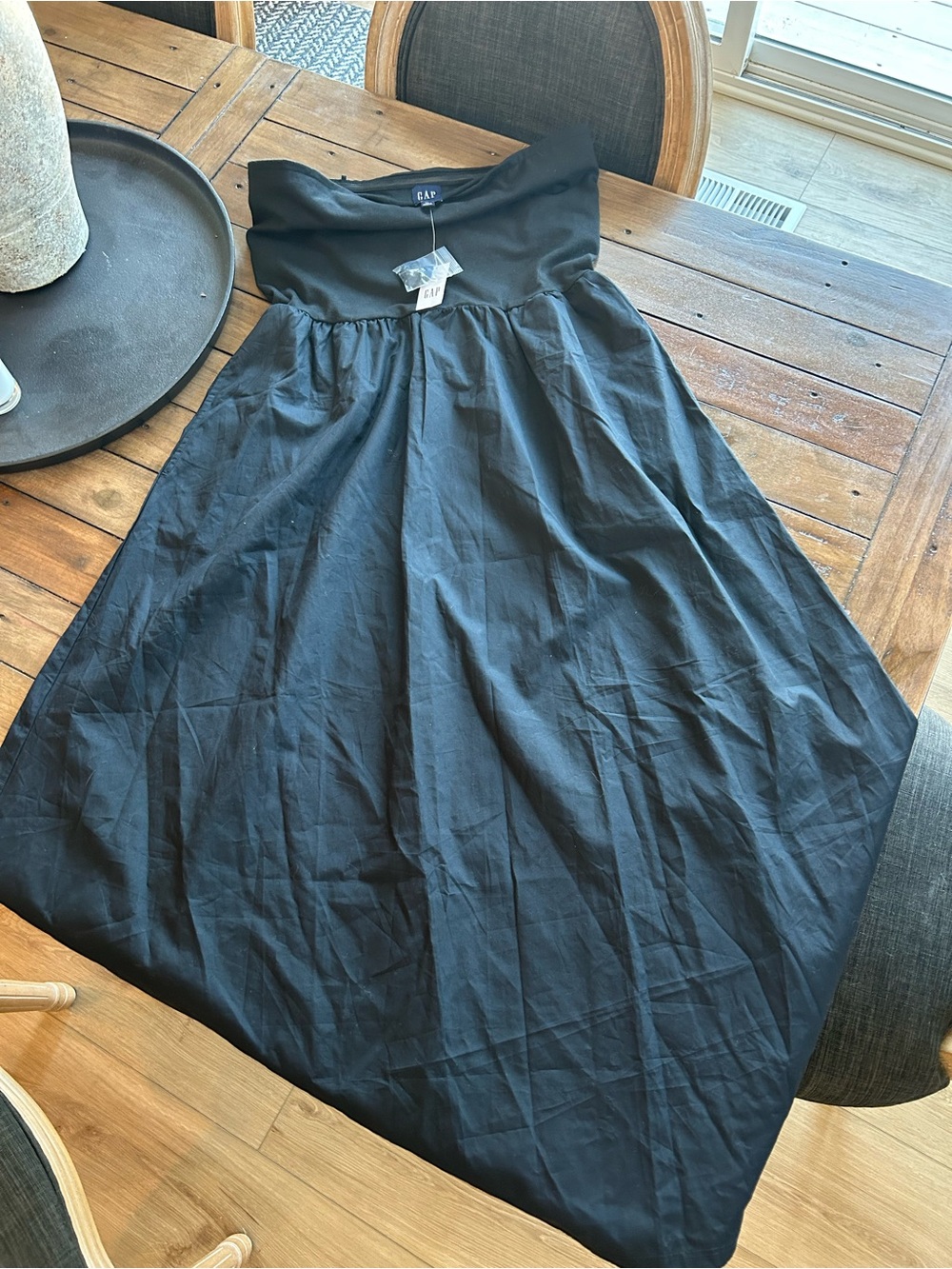 NWT Gap Mixed Media Black Cotton Midi Dress M - Picture 3 of 9